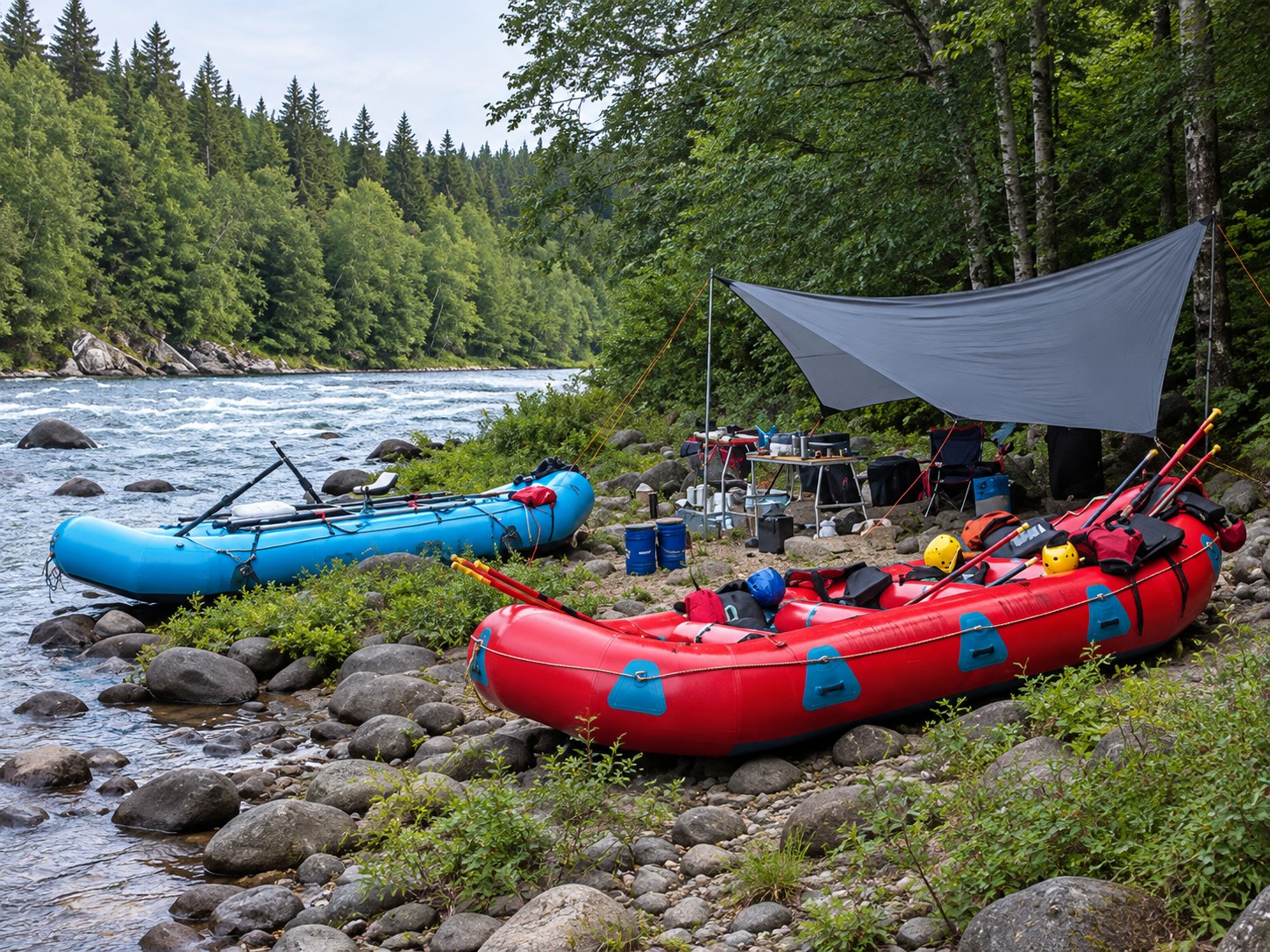 AI-recreated riverside campsite based on a North Creek photograph
